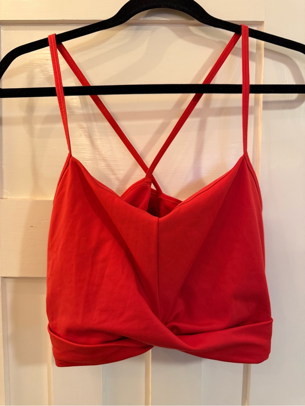 girlfriend collective Red Twist-Front Strappy Sports Bra